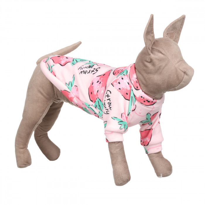 Осінньо-весняний пуловер для котів та кішок "Полуниця", рожевий, розмір 2XL