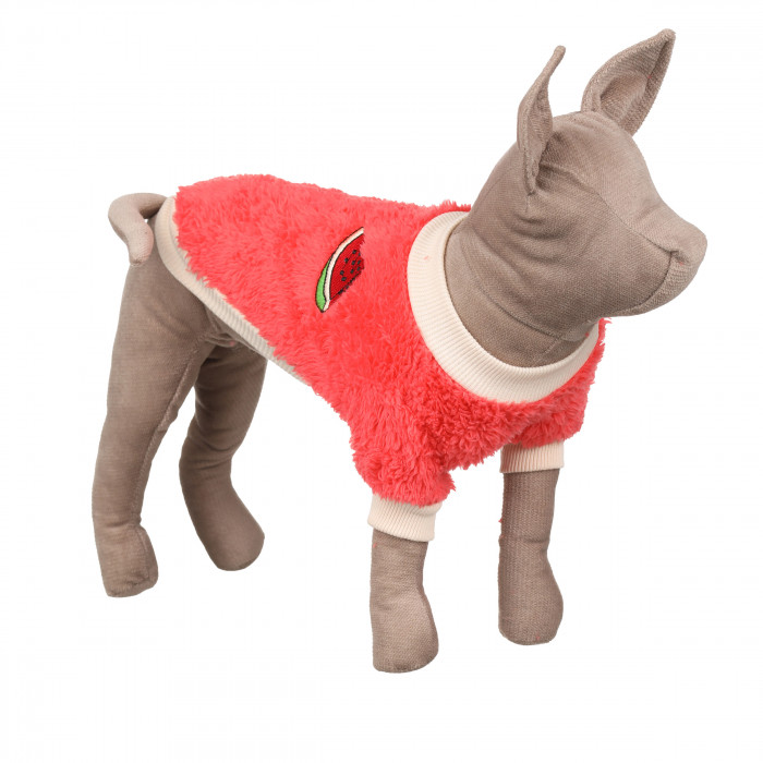 Осеннее-весенний махровый свитер для котов и кошек "Арбуз", красный, размер M