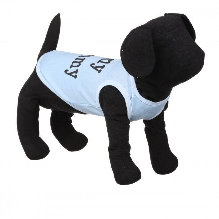 Теплая майка на флисе для собак "Я ЛЮБЛЮ СВОЮ МАМУ", голубая, размер M