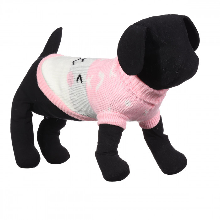 Теплый зимний вязаный акриловый свитер для собак "Розовый кролик", размер XS