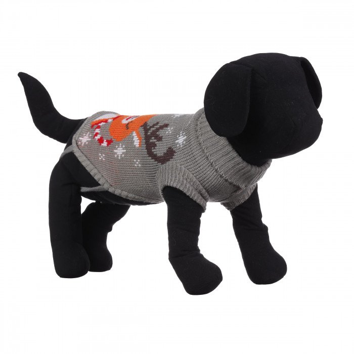 Теплий зимовий в'язаний акриловий светр для собак "Сірий лось", розмір XS