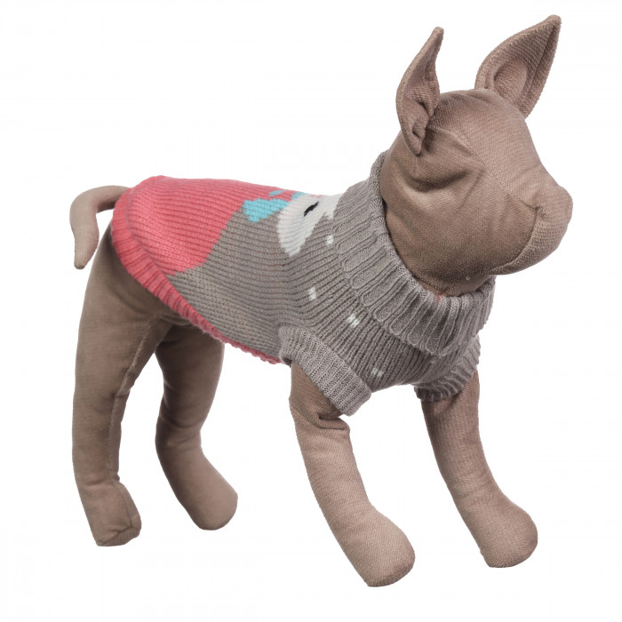 Теплий зимовий в'язаний акриловий светр для котів та кішок "Сірий заєць", розмір XS