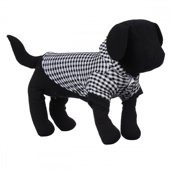Осеннее-весенняя тонкая толстовка для собак "Клетка", черно-белая, размер XS
