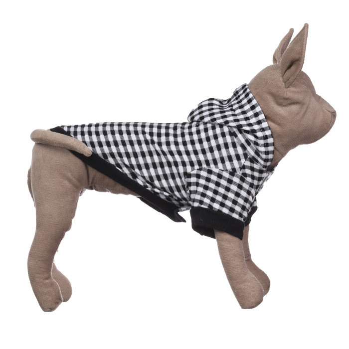 Осінньо-весняна тонка толстовка для котів та кішок "Клітинка", чорно-біла, розмір M