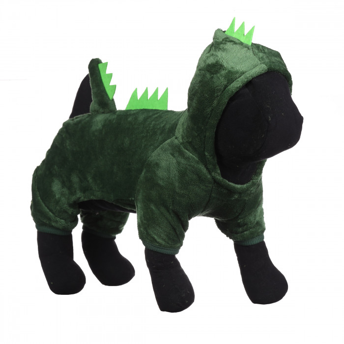 Демисезонный костюм комбинезон для собак Динозавр, зеленый, размер XS