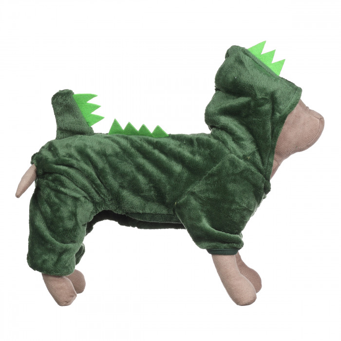 Демисезонный костюм комбинезон для котов и кошек Динозавр, зеленый, размер M
