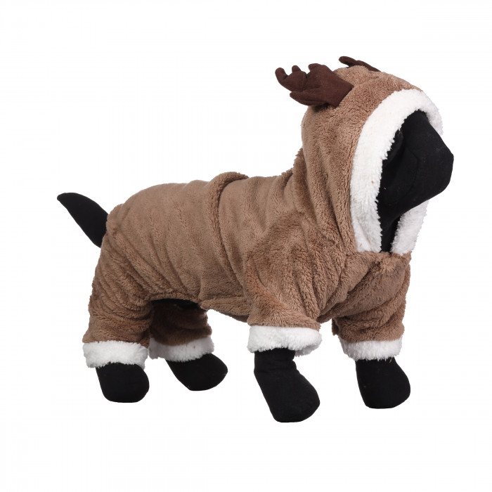 Демисезонный костюм комбинезон для собак Олень, коричневый, размер XS