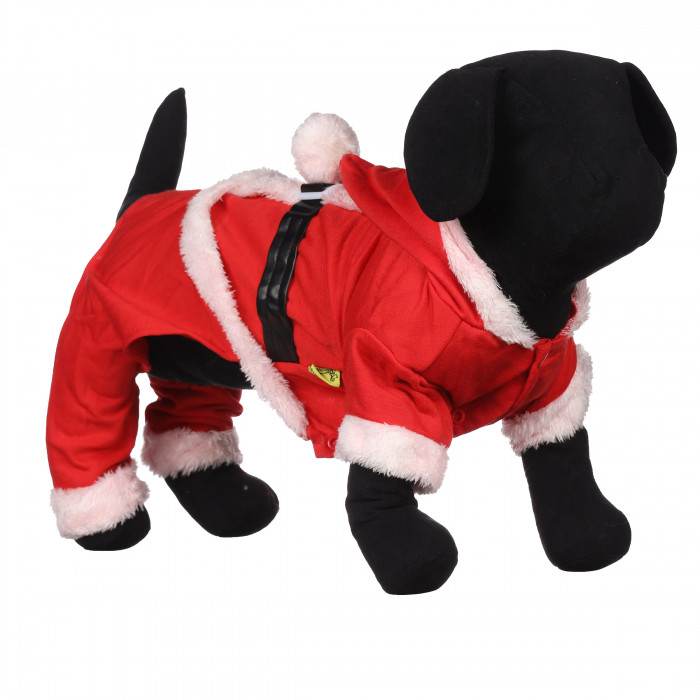 Праздничный новогодний костюм для собак мальчиков "Дед Мороз", красный, размер XS