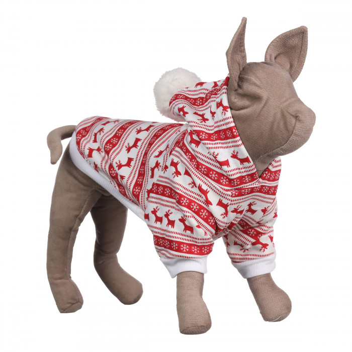 Тепле зимове новорічне худі для котів та кішок "Олень", червоне, розмір S