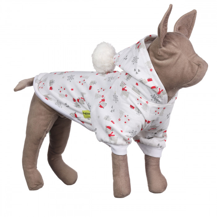 Тепле зимове новорічне худі для котів та кішок "Олень", біле, розмір L