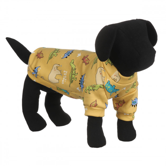 Осінньо-весняна футболка для собак на флісі "Динозавр", жовта, розмір XS