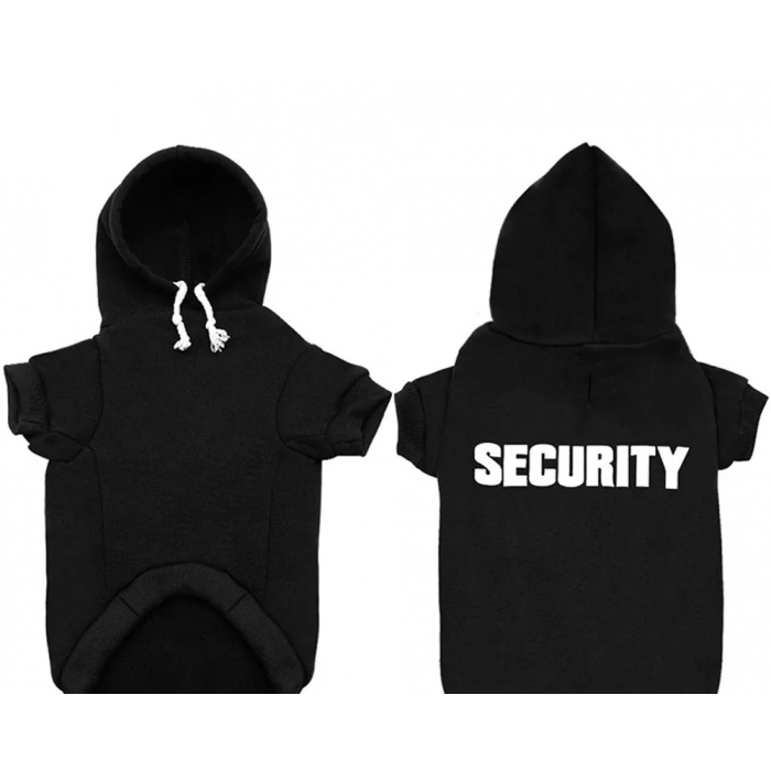 Осеннее-весеннее худи для собак "Security" с капюшоном, черное, размер S