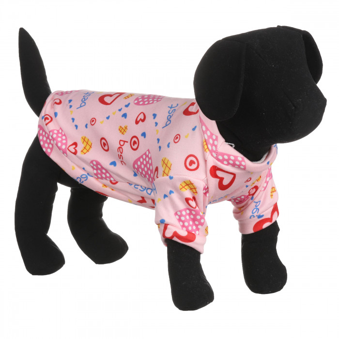 Осінньо-весняна футболка для собак на флісі "Серця", рожева, розмір L