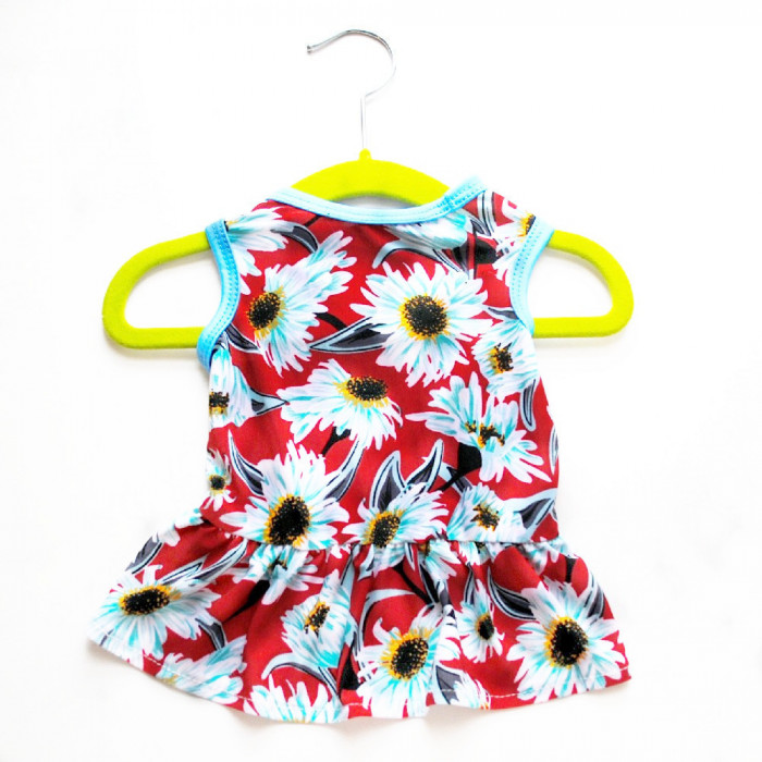Летнее тонкая платье для собак "Цветок 4", разноцветное, размер M