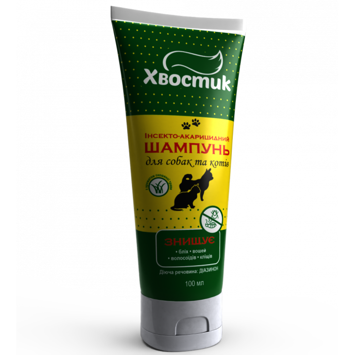 Хвостик ТМ шампунь противопаразитарный для кошек (диазинон, с ароматом скошенной травы), 100 мл