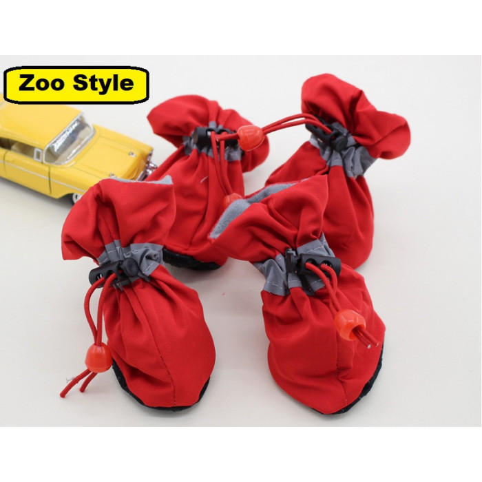 Комплект (4 шт) взуття, демісезонні черевики для собак "Мішечки", червоні, розмір 1