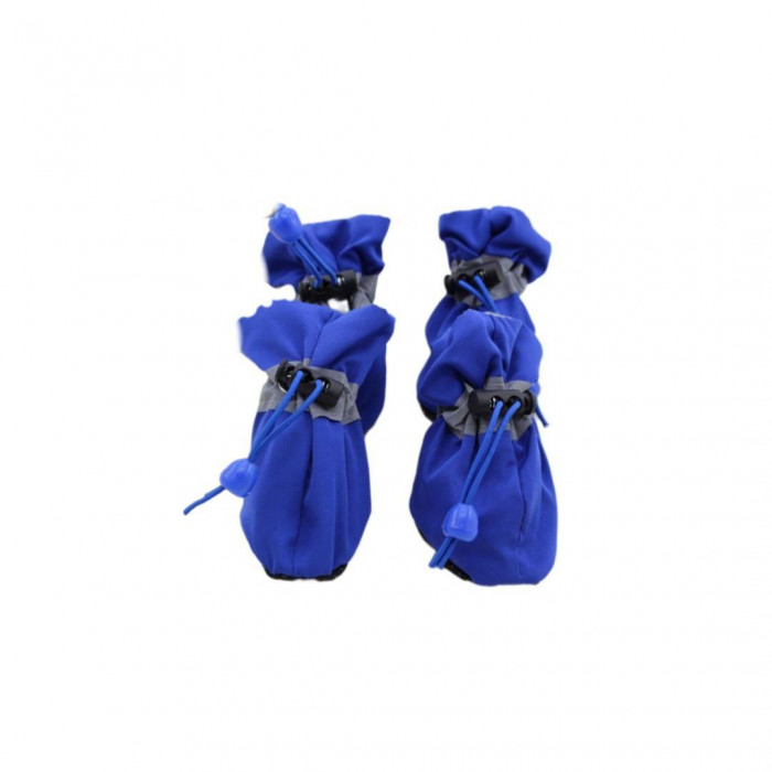 Комплект (4 шт) взуття, демісезонні черевики для собак "Мішечки", сині, розмір 7