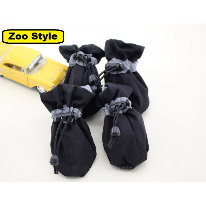 Комплект (4 шт) взуття, демісезонні черевики для собак "Мішечки", чорні, розмір 6