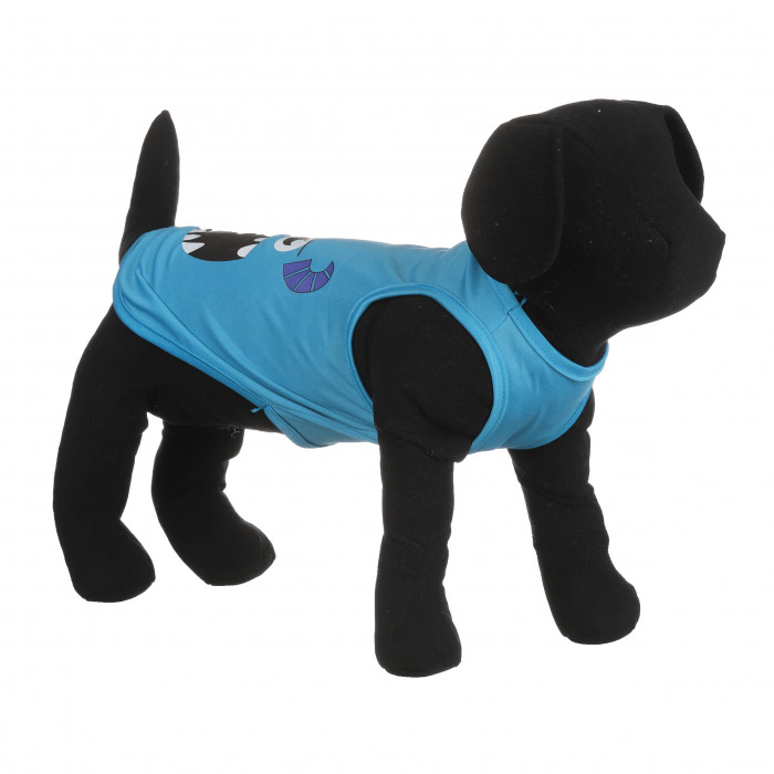 Літня тонка майка для собак "Монстр", блакитна, розмір M