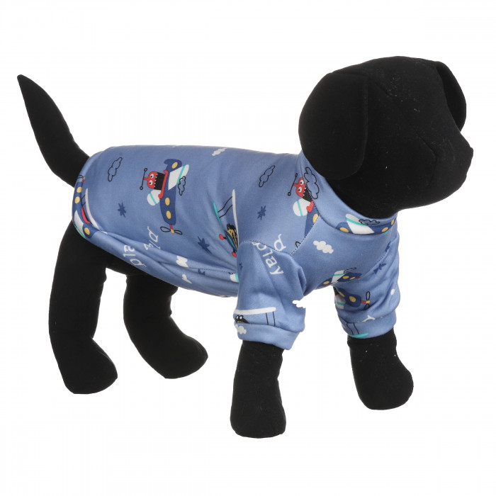 Осінньо-весняна футболка для собак на флісі "Літак", синя, розмір L