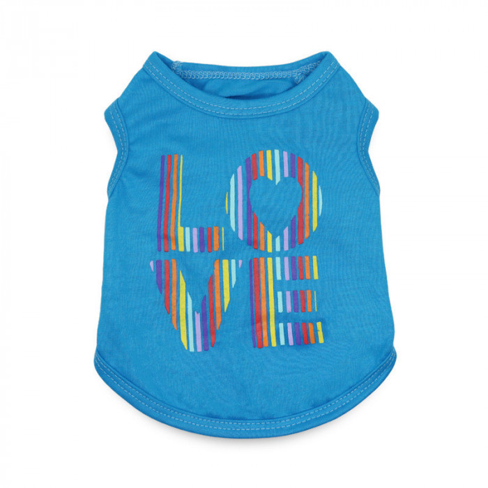 Літня майка для собак "Love", блакитна, розмір XL