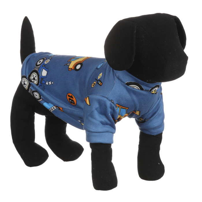 Осінньо-весняна футболка для собак на флісі "Трактор", синя, розмір M