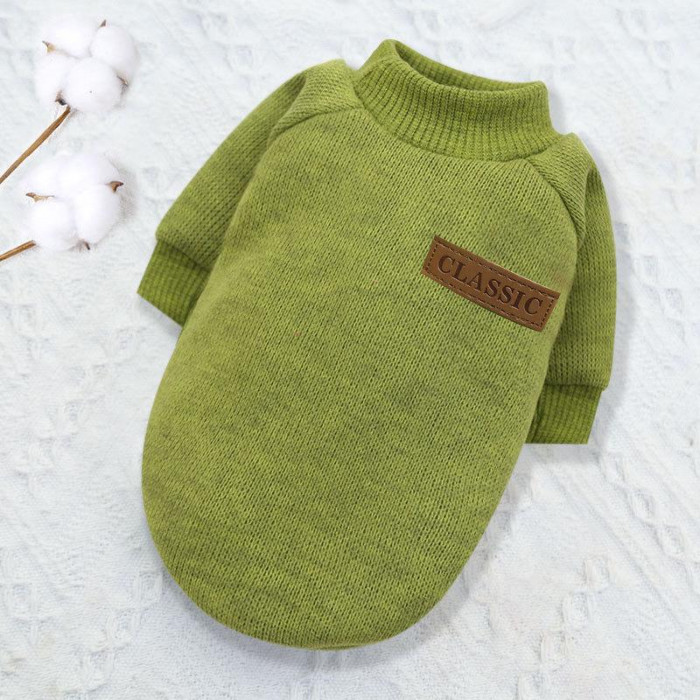 Осеннее-весенний джемпер для собак "Classic", зеленый, размер XS