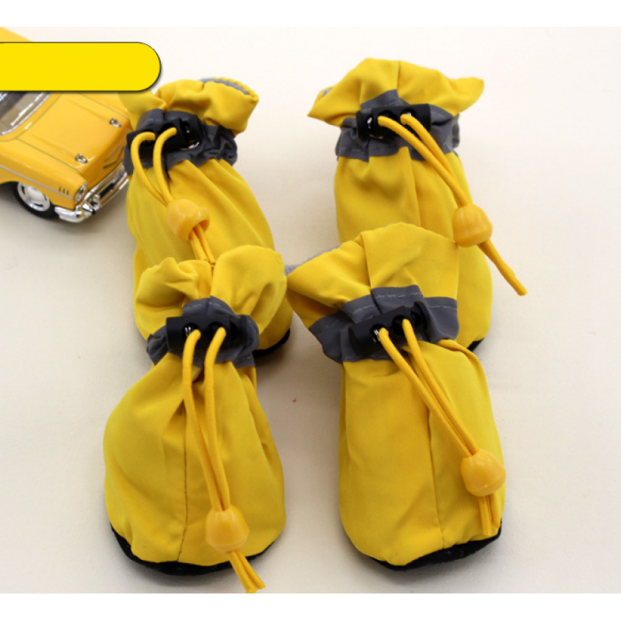 Комплект (4 шт) взуття, демісезонні черевики для собак "Мішечки", жовті, розмір 6