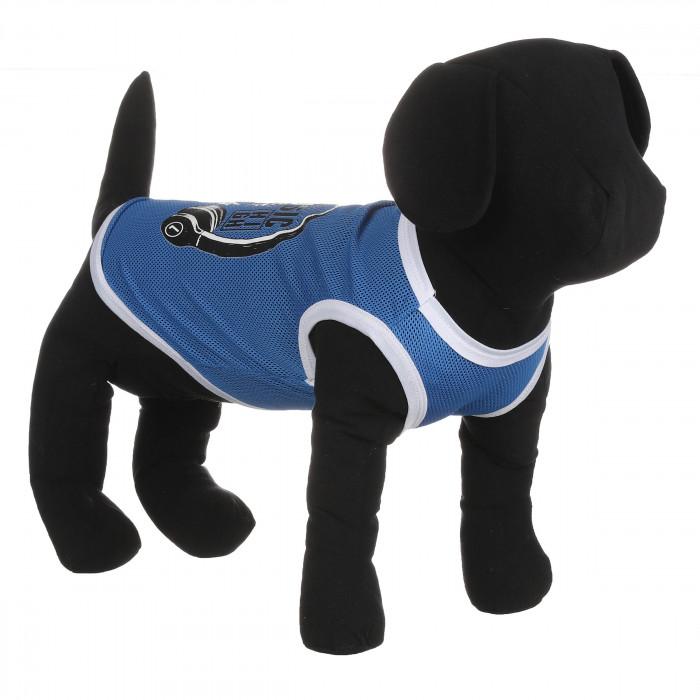 Літня тонка сітчаста майка для собак "Music", синя, розмір S
