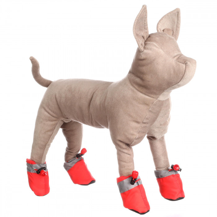 Зимове утеплене взуття, чобітки для собак (4 шт) "Хутро", червоні, розмір 2