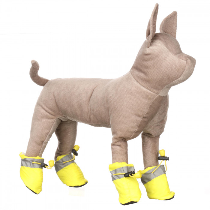 Зимове утеплене взуття, чобітки для собак (4 шт) "Хутро", жовті, розмір 4