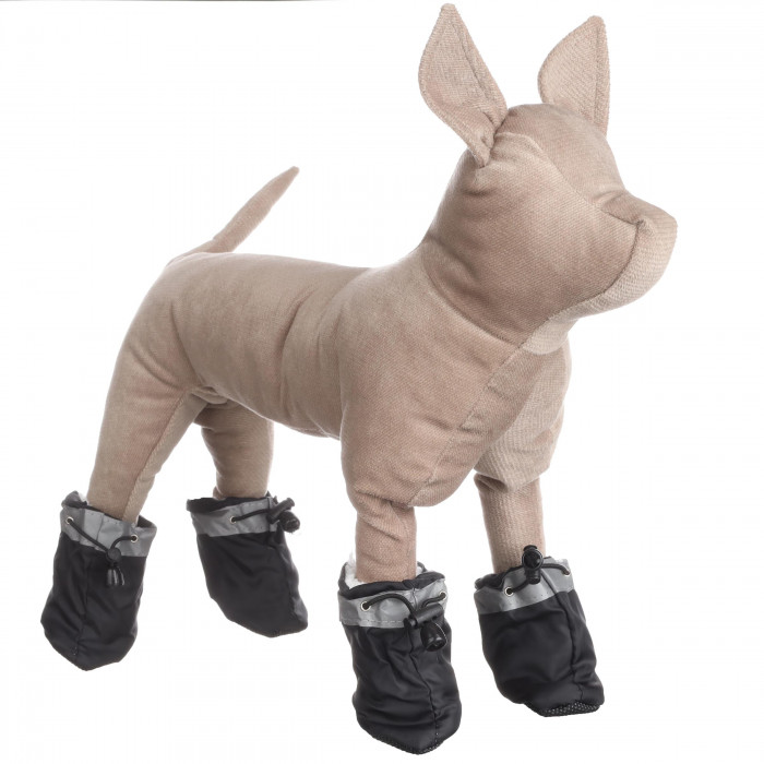 Зимове утеплене взуття, чобітки для собак (4 шт) "Хутро", чорні, розмір 5