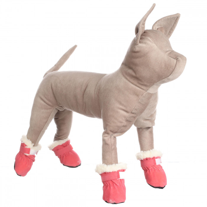 Зимове взуття для собак (4 шт) з м'якою підошвою "Велюр", рожеві, розмір 5