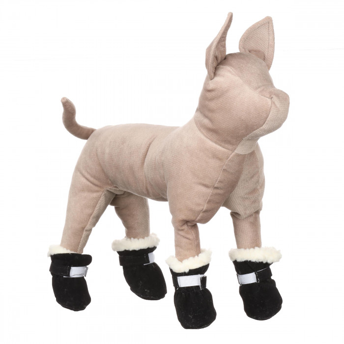 Зимове взуття для собак (4 шт) з м'якою підошвою "Велюр", чорні, розмір 3