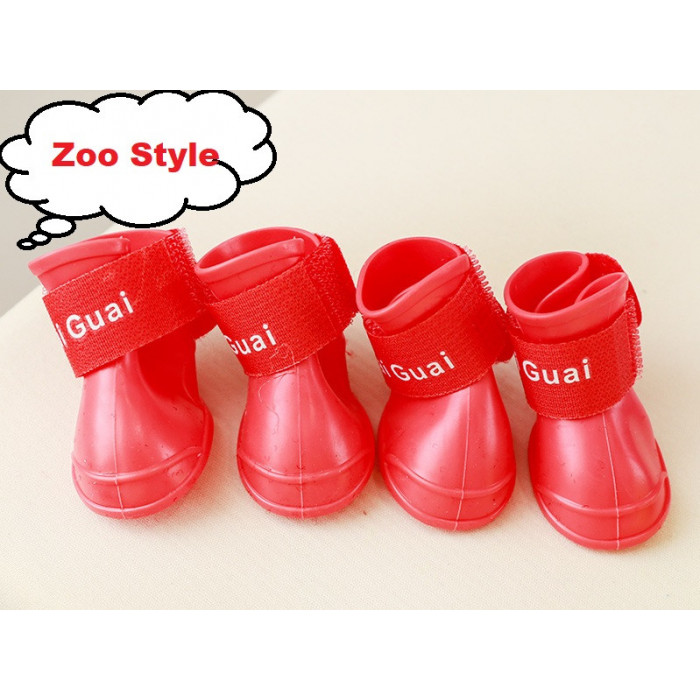 Демісезонні гумові чоботи для собак водонепроникні "Rain", червоні, розмір 3