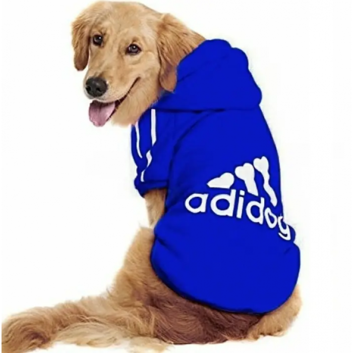 Осінньо-весняне спортивне худі для собак "Adidog" синє, розмір 5XL