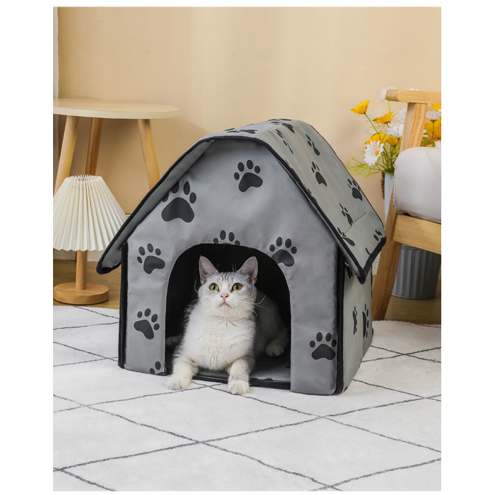 Складной домик для котов и кошек "BOX", серый, размер 47х43х40 см