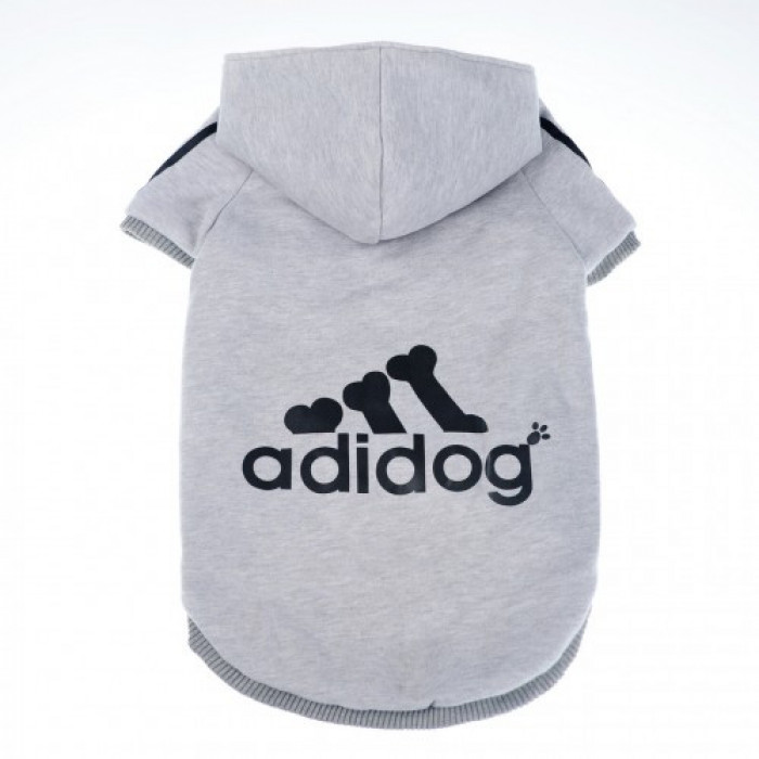 Осінньо-весняне спортивне худі для котів та кішок "Adidog" сіре, розмір XS