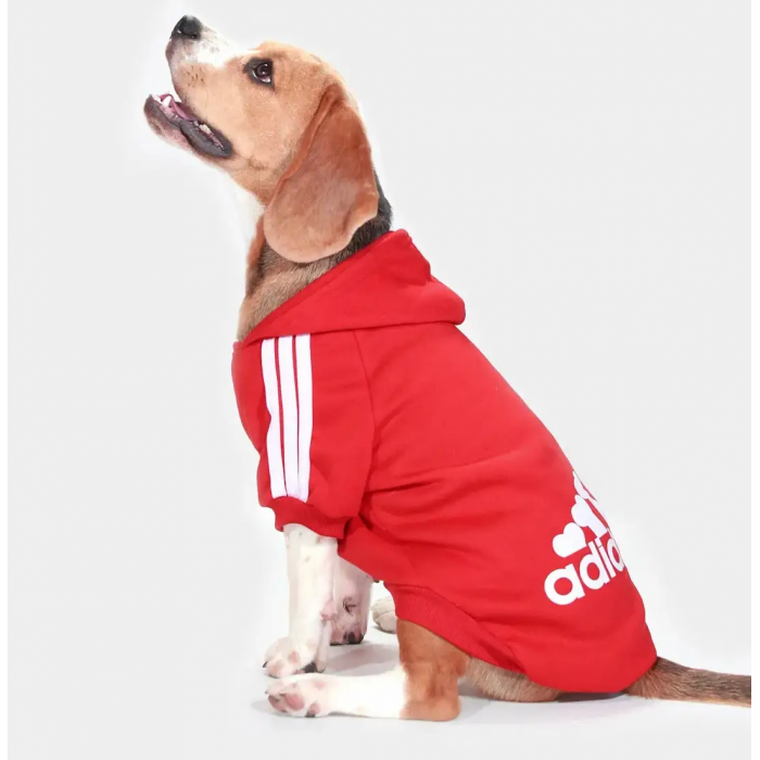 Осінньо-весняне спортивне худі для котів та кішок "Adidog" червоне, розмір 5XL