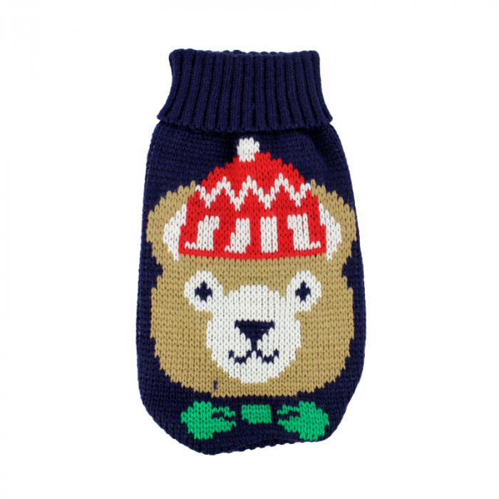 Теплый зимний вязаный акриловый свитер для собак "Мультяшный медведь", размер S