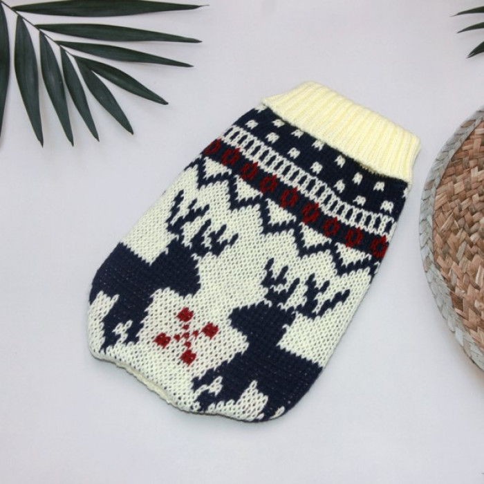 Теплый зимний вязаный акриловый свитер для котов и кошек "Олень", размер M