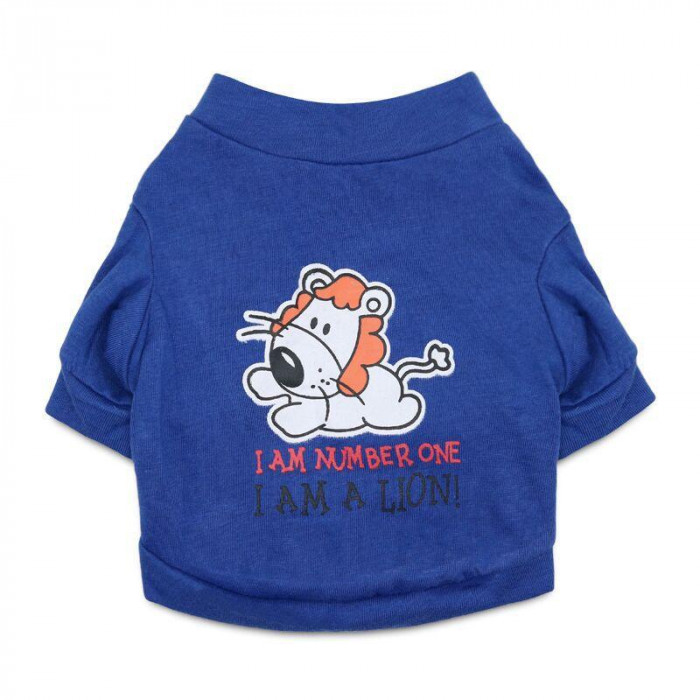 Літня футболка для котів та кішок "Я ЛЕВ", синя, розмір S