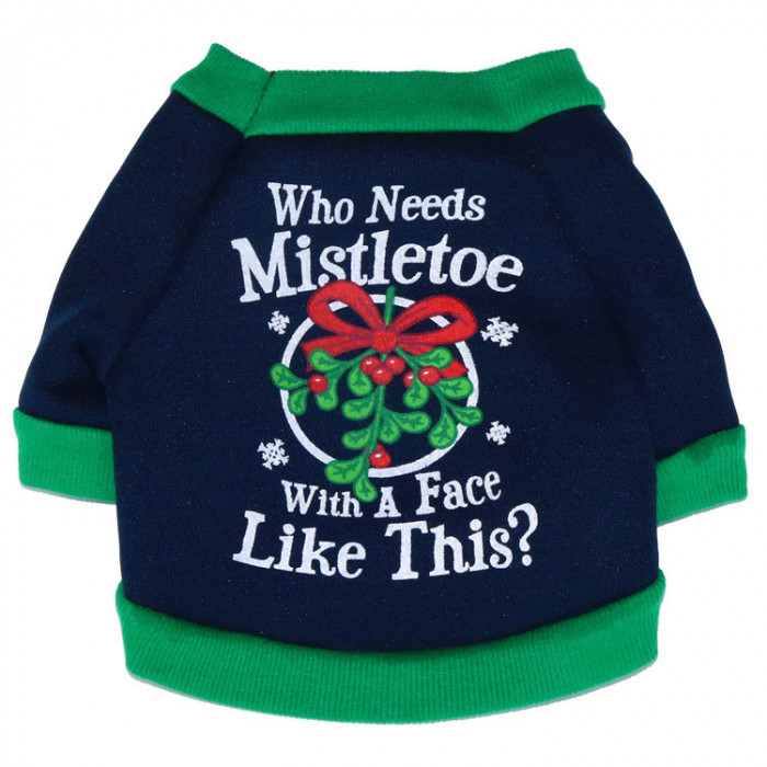 Демісезонна новорічна кофта для котів та кішок "Mistletoe", темно-синя, розмір L