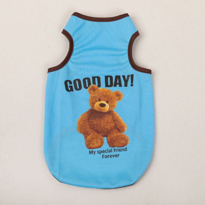 Літня майка для котів та кішок "Good Day", блакитна, розмір XL