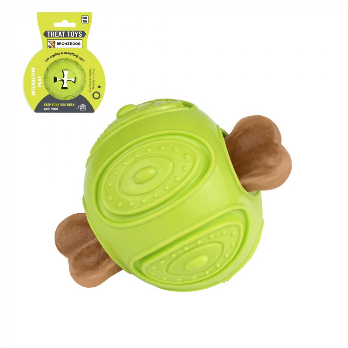 Мотивационная игрушка для собак Bronzedog Мяч, салатовый, размер 7 х 9 см