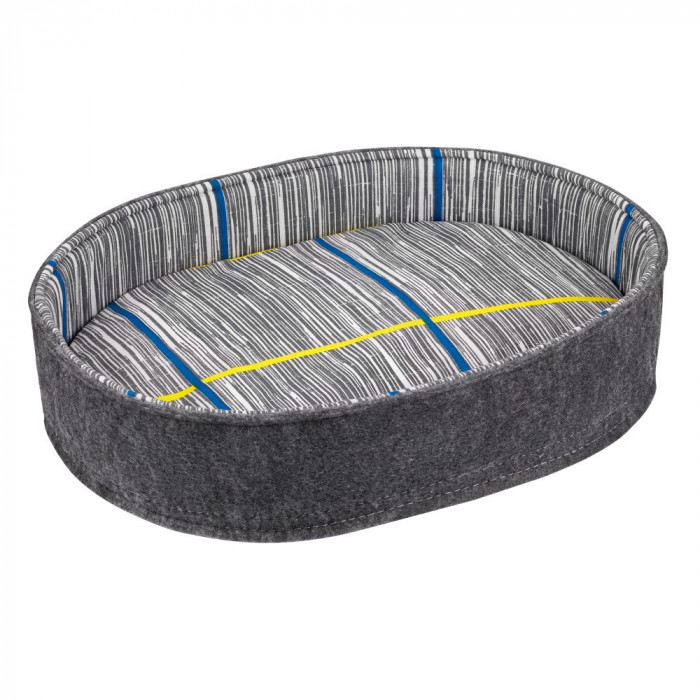Лежак для собак BronzeDog повсть+бязь Овальний сірий, розмір S