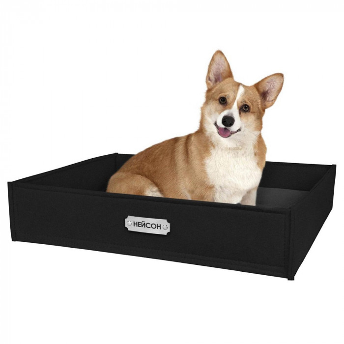 Лежак для собак із фетру BronzeDog Прямокутний чорний, розмір M