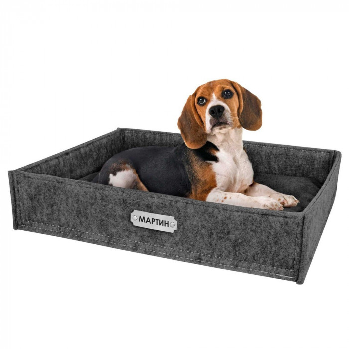 Лежак для собак із фетру BronzeDog Прямокутний сірий, розмір M