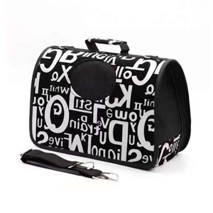 Сумка переноска для собак зі штучної шкіри "Букви" розмір 43х24х27 см