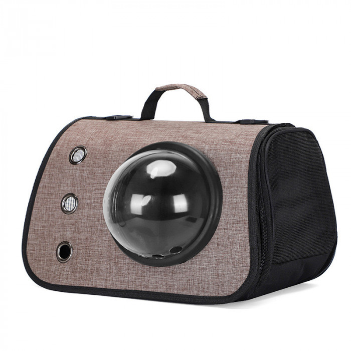 Сумка переноска з вікном для собак "Window", коричнева, розмір 40х25х27 см